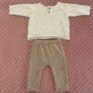 Kids Neutral Matching Set - Cream Top & Tan Pants